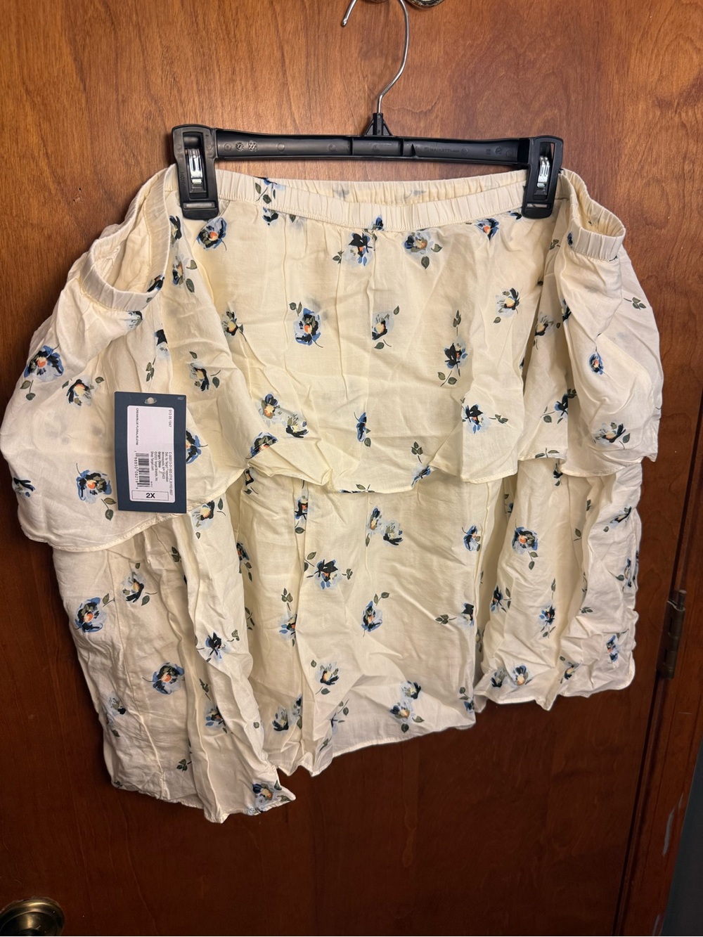 Target Cream Floral Ruffle skirt with Blue and Green Accents